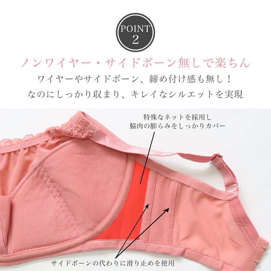 ノンワイヤーブラジャーレディース小さく見せる下着快適スマートインナー脇肉楽ちんメール便のみ送料無料19月1日から10日入荷予定