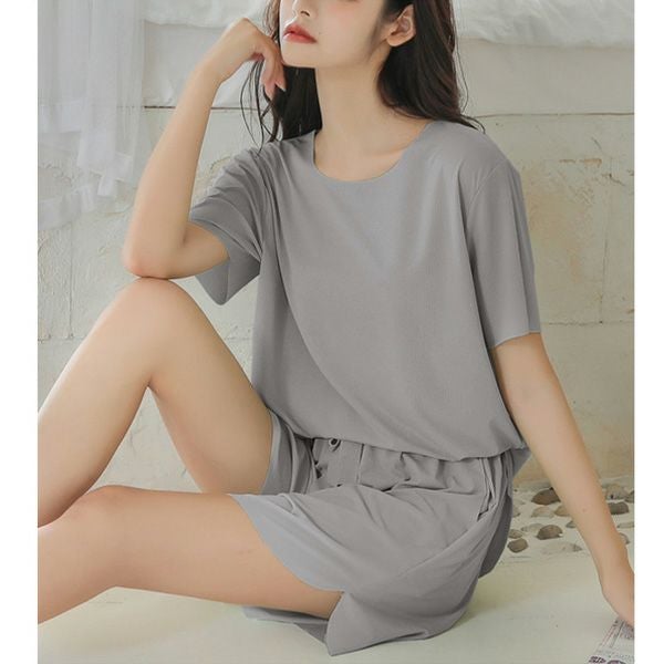 ルームウェア接触冷感レディース上下セットひんやり部屋着快適SETトップスボトムス冷感パジャマ寝巻きカジュアルシンプルメール便のみ送料無料27月1日から10日入荷予定