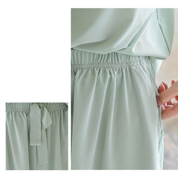 ルームウェア接触冷感レディース上下セットひんやり部屋着快適SETトップスボトムス冷感パジャマ寝巻きカジュアルシンプルメール便のみ送料無料27月1日から10日入荷予定